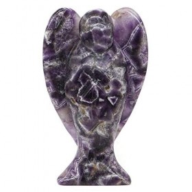 DOUPE Solde dénergie Spirit Stone 5,9 Pouces Statue Angel Amethyste Naturel Main sculpté Reiki Healing Strip pour la Relaxat