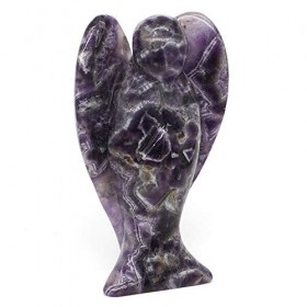 DOUPE Solde dénergie Spirit Stone 5,9 Pouces Statue Angel Amethyste Naturel Main sculpté Reiki Healing Strip pour la Relaxat