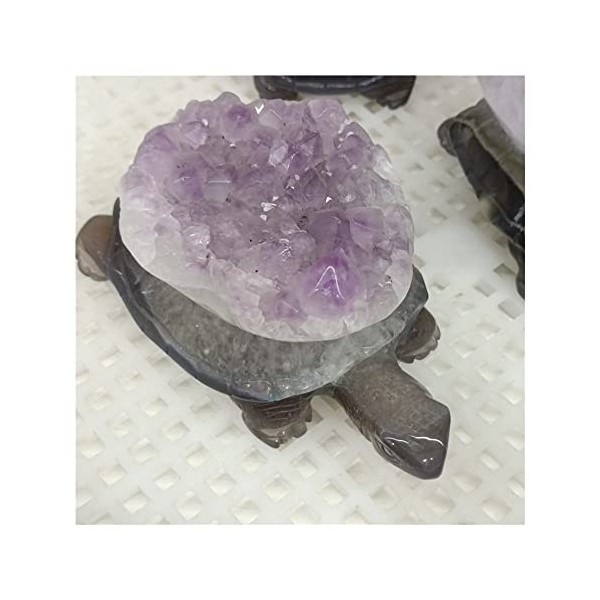 DOUPE Crystal de guérison Chanceux 1pc AMÉTHYST Naturelle GEODE GEODE STORTOISE Cristaux À LA Main Sculpté Esculpation Orneme