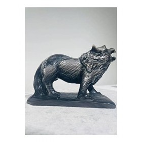 DOUPE Crystal de guérison Chanceux Silver Obsidienne Animal Wolf Table Ornement Paysage Paysage Modèle Décoration de Noël Scu