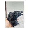 DOUPE Crystal de guérison Chanceux Silver Obsidienne Animal Wolf Table Ornement Paysage Paysage Modèle Décoration de Noël Scu