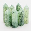 DOUPE Crystal de guérison Chanceux 8-11cm Gemstone Folk Crafts Quartz Guérison Qualifié Prehnite Obélisk Wand Cadeaux de déco