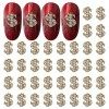 RUNRAYAY 40Pcs 3D Dollar Sign Nail Art Charms avec Strass, Clous dOngles Argentés Diamants pour Accessoires Nail Art, Décora