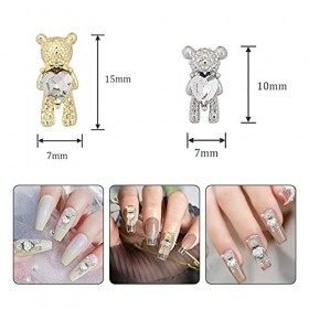 Lot de 30 strass pour nail art, en alliage brillant 3D avec cœur en cristal, décoration dongles