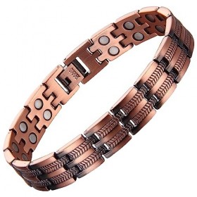 BioMag Bracelet magnétique en cuivre pour homme, bracelet en cuivre avec aimants à double rangée, 21,8 cm, réglable avec outi