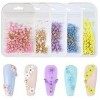 Lot de 5 fleurs 3D pour nail art en acrylique - Perles dorées - Accessoires de bricolage pour filles et femmes