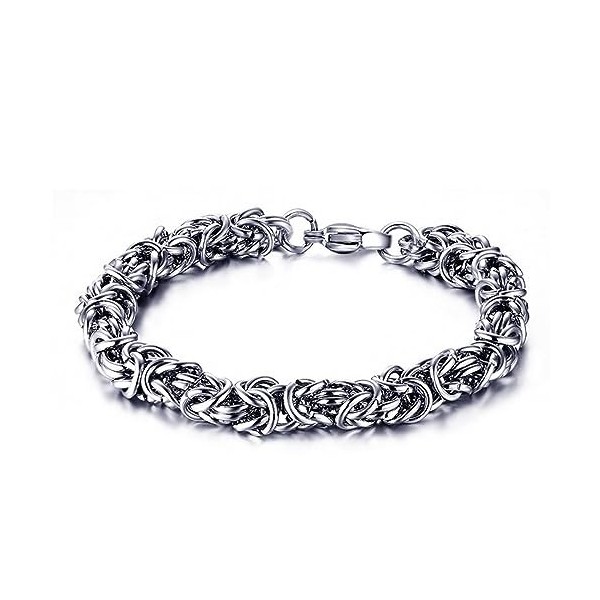 USTNIR Bracelet de mode en acier titane tissé à la main, anneaux imbriqués, collier dominant en acier inoxydable, cadeau dor