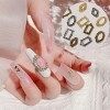 SILPECWEE 60pcs Retro Nail Charms Metal Punk Nail Jewels Gravure Nail Frame Charms for Nails Nail Art Charms 3D Nail Art Char