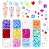 KINBOM 2 Boîtes Fleur pour Ongles 3D avec Perles de Caviar, Dos Plat 3D Fleur Ongle Nail Art Colorés Charmes dOngles Floral 