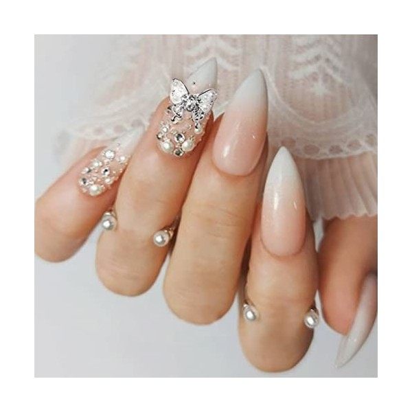 Lot de 22 breloques 3D en forme de papillon pour nail art avec strass et cristaux brillants pour femme Taille 0,2 x 0,2 à 1 x