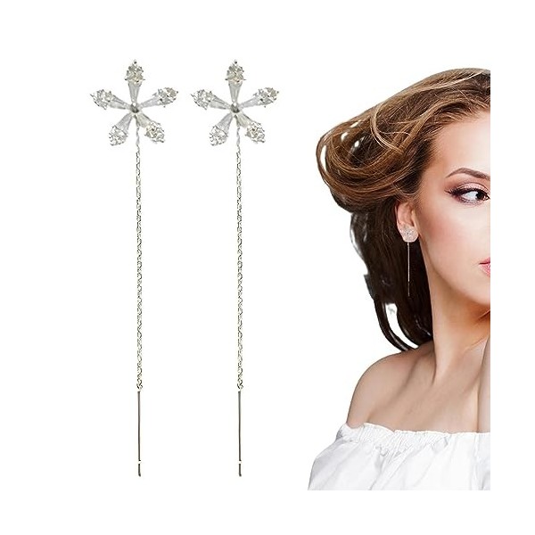 Boucles doreilles magnétiques en fleur brillante pour femme - Décoration polyvalente pour mariage, danse, fête et fiançaille