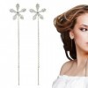 Boucles doreilles magnétiques en fleur brillante pour femme - Décoration polyvalente pour mariage, danse, fête et fiançaille