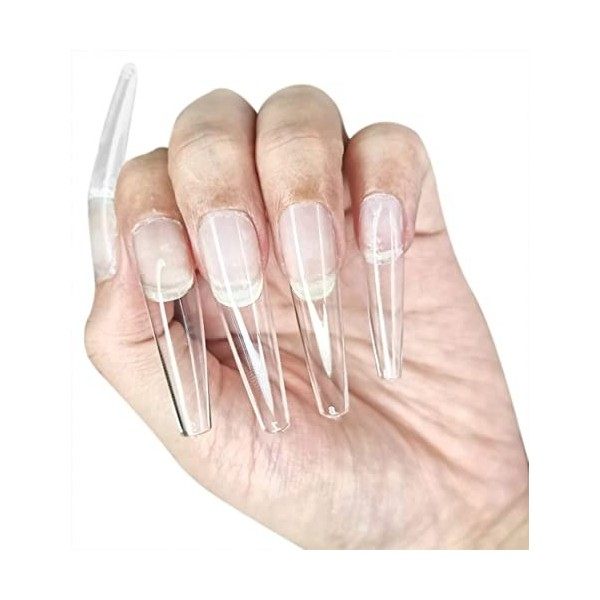 ALLKEM Lot de 330 faux ongles en gel souple transparent extra long XXL