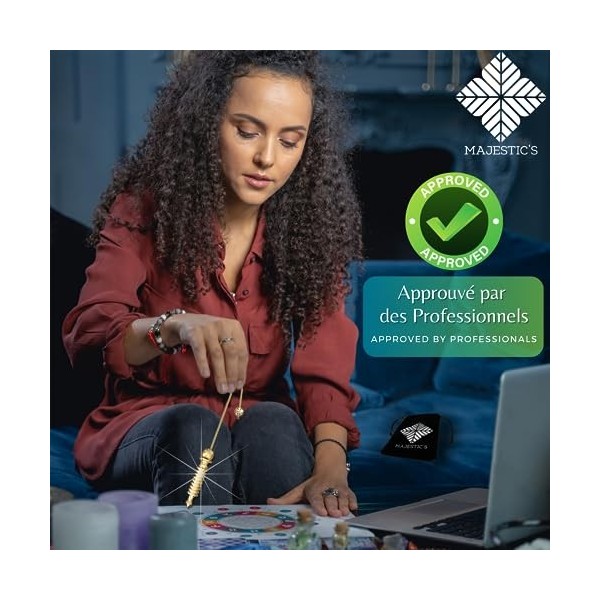 Pendule Divinatoire Egyptien de Radiesthésie ISIS GRAND FORMAT 9 spirales en Laiton doré – Pendule TEMOIN Voyance Sourcier 