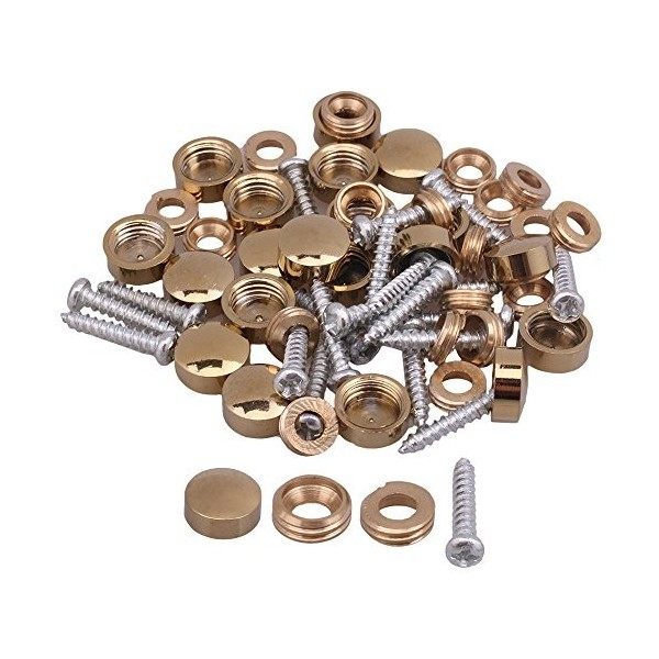 Lot de 20 pièces de fixation en métal doré de 10 mm de diamètre avec bouchon à vis pour miroir et clous décoratifs