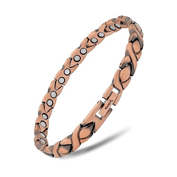 MagnetRX® Women’s Pure Copper Magnetic Bracelet - Ultra Strength Crystal Magnetic Copper Bracelet - Adjustable Length with Si