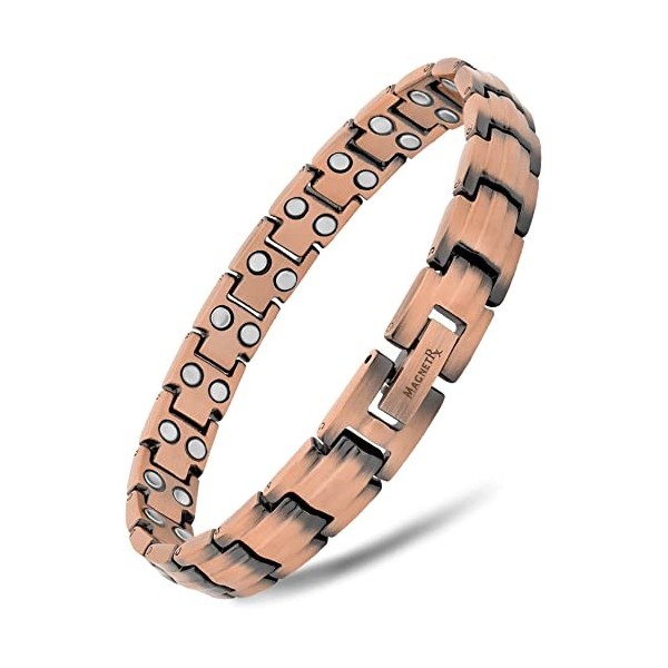 MagnetRX® Women’s Pure Copper Magnetic Bracelet - Ultra Strength Crystal Magnetic Copper Bracelet - Adjustable Length with Si