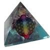 CHONIT Pyramide orgonite avec chakras et symbole de la fleur de vie Bleu clair Protection contre les rayonnements électromagn