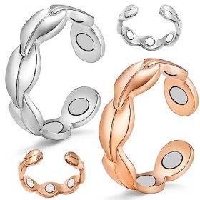 Vicmag Lot de 2 anneaux magnétiques en cuivre pour femmes et hommes pour soulager larthrite et la thérapie - 99,99 % - Cuivr