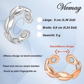 Vicmag Lot de 2 anneaux magnétiques en cuivre pour femmes et hommes pour soulager larthrite et la thérapie - 99,99 % - Cuivr