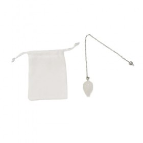 Pendule divinatoire avec quartz blanc en forme de goutte deau, pendule de radiesthésie, pendule pierre naturelle, pendule en