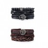 USTNIR 2 Pcs Bracelets en Cuir Tressé Vintage Bracelet Réglable Cool Cuir Poignet Bracelets，Cow,boy，Cadeau personnalisé，Unise