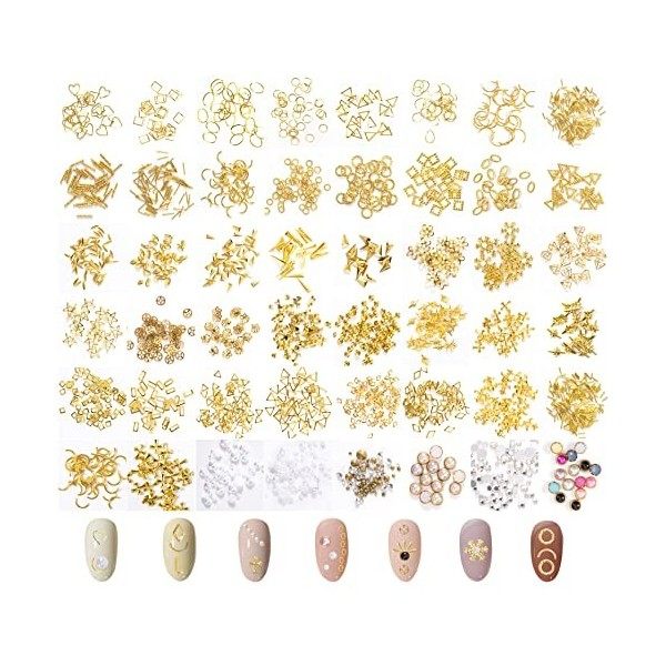 Kit de Décorations Nail Art Or Nail Studs 3D Nail Art Charms Étoiles Croissant Gemmes Bijoux dart dongles pour Ongles Décor