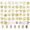 Kit de Décorations Nail Art Or Nail Studs 3D Nail Art Charms Étoiles Croissant Gemmes Bijoux dart dongles pour Ongles Décor