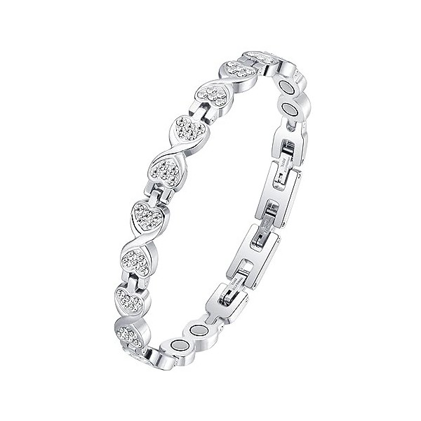 Jeracol Infinite Love Design Bracelet magnétique en acier titane avec aimants Guass 3800 extrêmement puissants avec outil de 