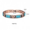Bracelet magnétique en cuivre - Turquoise - Pour femme - 18,5 cm, 18.5 centimeters, Pierre Cuivre