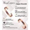 MagCopper Bracelet magnétique en cuivre pour homme ou femme, bracelet manchette en cuivre avec 8 aimants, 16,5 cm, réglable, 