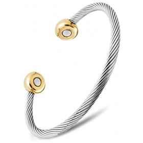 MagnetRX® torsadé Bracelet homme et femme avec 2 aimants puissants en néodyme ‒ Design tressé et réglable ‒ Bracelet en acier