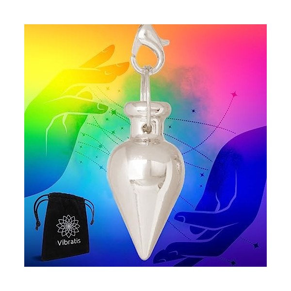 Pendule Divinatoire de Radiesthésie Goutte Argenté | Pendule de Radiesthésie Universel Géobiologie, Soin, Reiki, Divination,