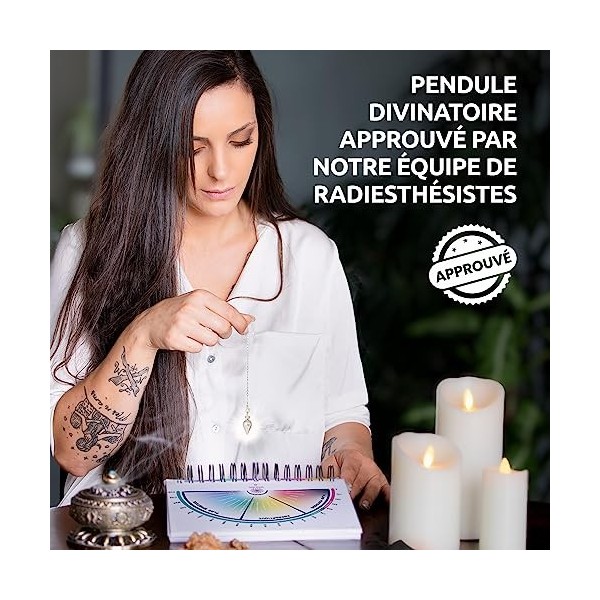 Pendule Divinatoire de Radiesthésie Goutte Argenté | Pendule de Radiesthésie Universel Géobiologie, Soin, Reiki, Divination,