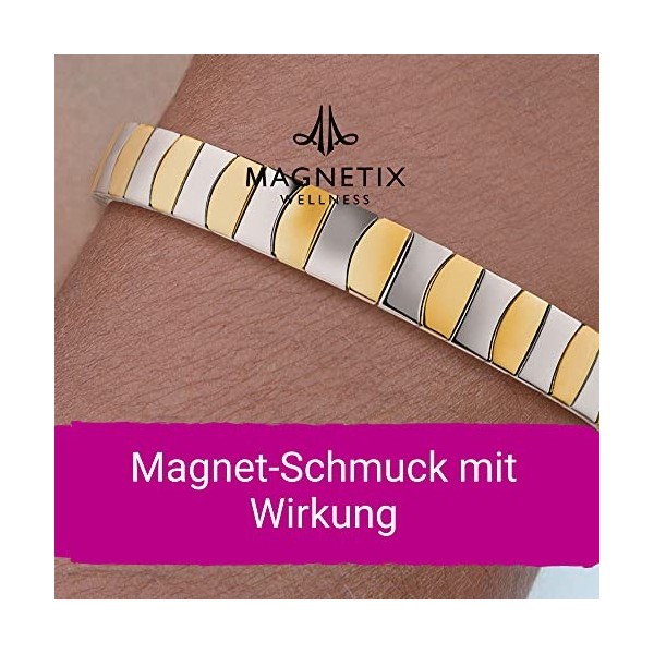 MAGNETIX WELLNESS Bracelet magnétique Flexi-Classix I Bijou magnétique bicolore Doré/argent poli I Convient toujours, même po