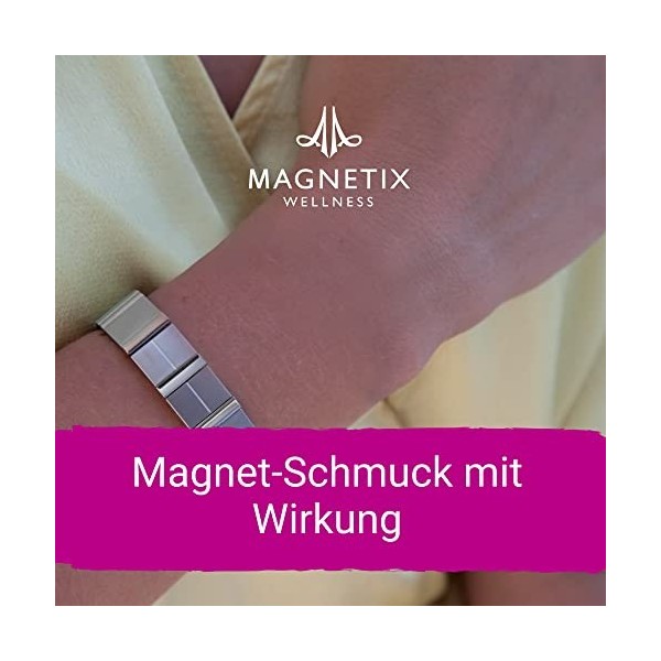 MAGNETIX WELLNESS Bracelet magnétique flexible XL I Bijou magnétique argenté au design brillant mat I Convient toujours, même