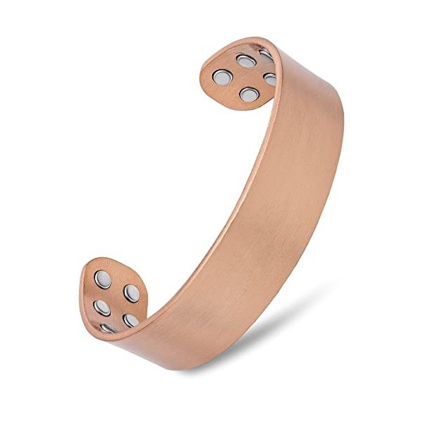 MagnetRX® Bracelet Magnétique En Cuivre Pur - 12 Aimants Puissant 3500 GAUSS Par Aimant Bijoux Aimanté En Cuivre - Manchett