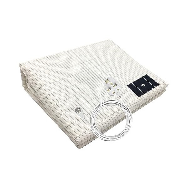 RIQINXIN Tapis de mise à la terre avec cordon de connexion de 4,6 m 68 x 132 cm fibre argentée conductrice de mise à la ter