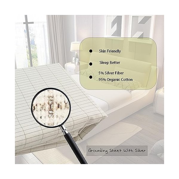 RIQINXIN Tapis de mise à la terre avec cordon de connexion de 4,6 m 68 x 132 cm fibre argentée conductrice de mise à la ter