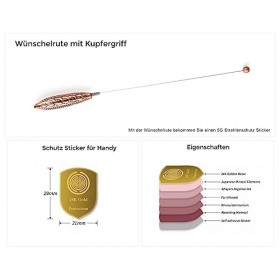 Tensor L 29 cm Poignée et boule en cuivre dans une boîte | Tensor en cuivre Canne à voût, instrument de mesure de radiesthési
