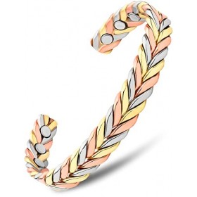 MagnetRX® Bracelet Magnétique En Cuivre Tissé- 6 Aimants Puissant 3500 GAUSS Par Aimant Bijou Aimanté En Cuivre - Manchette