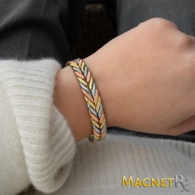 MagnetRX® Bracelet Magnétique En Cuivre Tissé- 6 Aimants Puissant 3500 GAUSS Par Aimant Bijou Aimanté En Cuivre - Manchette