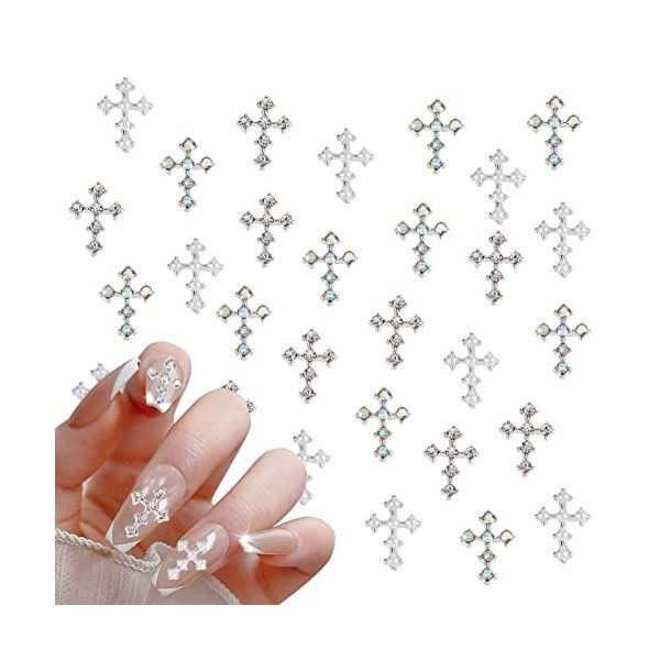 NICENEEDED Kit de Breloques DArt DOngles Croisés 12 pièces, Bijoux 3D Big Nail avec Perle pour Décorations DOngles, Ensemb