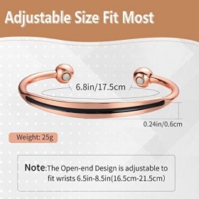 Lot de 2 bracelets magnétiques en cuivre pour homme et femme - Réglable pour sadapter à la plupart des poignets, Cuivre, Non