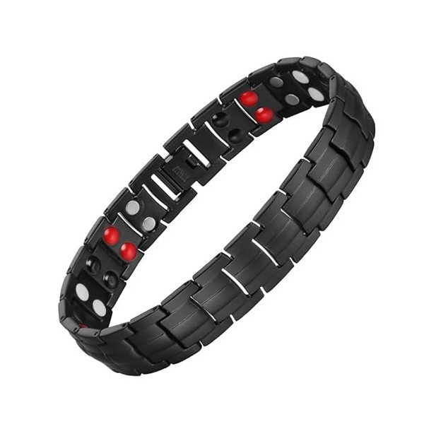 MagEnergy Titaniums Bracelet magnétique pour homme avec aimants puissants, bracelet réglable noir bleu 2 