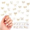 NICENEEDED 24Pcs 3D Pearl Bow Nail Charms, Alliage Charme Nœud Papillon Nail Strass, 12 Styles Butterfly Nail Diamond Decorat