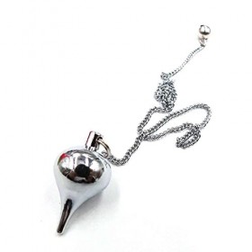 Pendule radiesthésie goutte d’eau en métal argenté | Chaine 18cm inclus | Haute qualité vibratoire | Pendule divinatoire lour