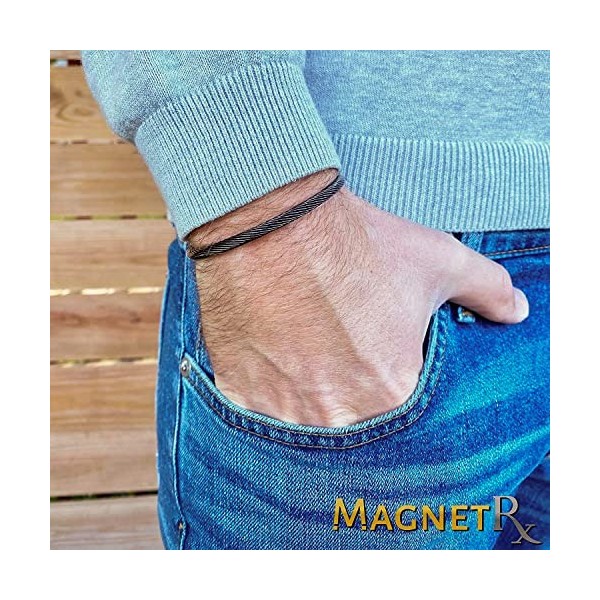 MagnetRX® torsadé Bracelet magnétique homme et femme avec 2 aimants puissants en néodyme ‒ Design tressé et réglable ‒ Bracel