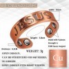 YINOX Bague magnétique ronde en cuivre antique avec inscription Jésus - Redimensionnable - Pour femme