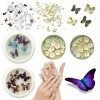 3D Strass Ongle Nail Art, Papillon en Résine à Ongles 3D Avec des Fleurs de Perles Bijoux pour Ongles pour la Conception de B